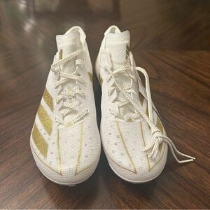 Adidas Men's Adizero 13.0 football Cleats White/Gold Metallic/White, size 9 New